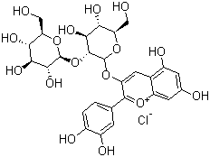 结构式 CAS# 18376-31-3, 氯化花青素-3-槐糖苷