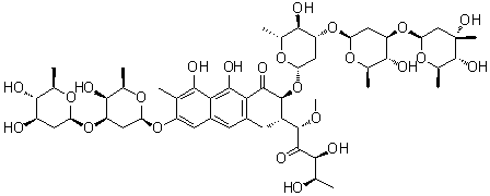 structure of CAS# 18378-89-7, Plicamycin;2371; Antibiotic LA 7017; Aureolic acid; Mithracin; Mithramycin A; Mitramycin; NSC 24559; PA 144; Plicatomycin