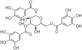结构式 CAS# 18483-17-5, 1,3,6-三-O-3,4,5-三羟基苯甲酰-beta-D-葡萄糖