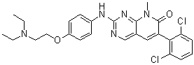 结构式 CAS# 185039-89-8, 6-(2,6-二氯苯基)-2-[[4-[2-(二乙基氨基)乙氧基]苯基]氨基]-8-甲基吡啶并[2,3-d]嘧啶-7(8H)-酮