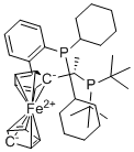 structure of CAS# 1854067-58-5, (S)-1-[(S)-1-(Di-tert-butylphosphino)ethyl]-2-[2-(dicylohexylphosphino)phenyl]ferrocene;Walphos SL-W029-2