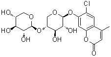 6-Chloro-2-oxo-4-methylchromen-7-yl 4-O-beta-D-xylopyranosyl-beta-D-xylopyranoside molecular structure (CAS 1867162-18-2)