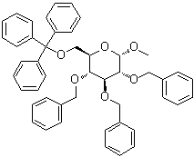 structure of CAS# 18685-19-3, Methyl 2,3,4-tri-O-benzyl-6-O-trityl-alpha-D-glucopyranoside