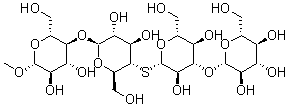 Methyl O-beta-D-glucopyranosyl-(1->3)-S-beta-D-glucopyranosyl-(1->4)-O-4-thio-beta-D-glucopyranosyl-(1->4)-beta-D-glucopyranoside molecular structure (CAS 187161-22-4)