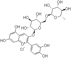 Cyanidin 3-rhamnoglucoside chloride molecular structure (CAS 18719-76-1)