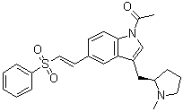 1-[3-[[(2R)-1-Methyl-2-pyrrolidinyl]methyl]-5-[(1E)-2-(phenylsulfonyl)ethenyl]-1H-indol-1-yl]ethanone molecular structure (CAS 188113-71-5)
