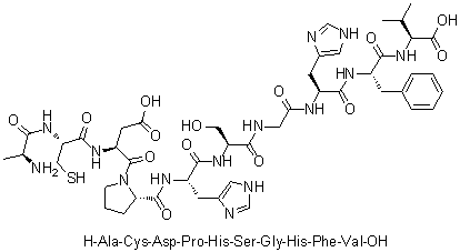 L-Alanyl-L-cysteinyl-L-alpha-aspartyl-L-prolyl-L-histidyl-L-serylglycyl-L-histidyl-L-phenylalanyl-L-valine molecular structure (CAS 188606-63-5)