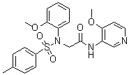 structure of CAS# 1890208-58-8, 2-[(2-Methoxyphenyl)[(4-methylphenyl)sulfonyl]amino]-N-(4-methoxy-3-pyridinyl)acetamide;2-((N-(2-Methoxyphenyl)-4-methylphenyl)sulfonamido)-N-(4-methoxypyridin-3-yl)acetamide