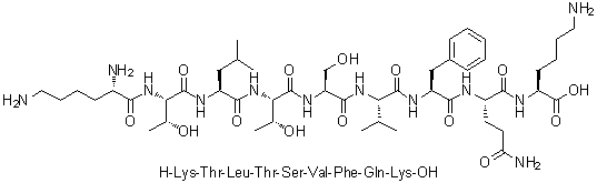 L-Lysyl-L-threonyl-L-leucyl-L-threonyl-L-seryl-L-valyl-L-phenylalanyl-L-glutaminyl-L-lysine molecular structure (CAS 1900668-86-1)