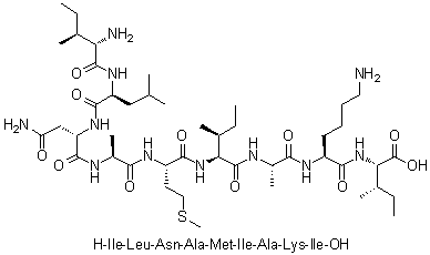 L-异亮氨酰-L-亮氨酰-L-天冬氨酰胺酰-L-丙氨酰-L-蛋氨酰-L-异亮氨酰-L-丙氨酰-L-赖氨酰-L-异亮氨酸分子结构 (CAS 1900669-07-9)