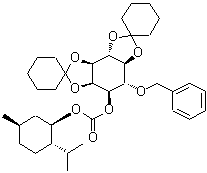 1,2:5,6-Di-O-cyclohexylidene-4-O-(phenylmethyl)-D-myo-inositol (1S,2R,5S)-5-methyl-2-(1-methylethyl)cyclohexyl carbonate molecular structure (CAS 190513-80-5)
