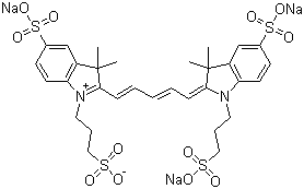 2-[5-[1,3-Dihydro-3,3-dimethyl-5-sulfo-1-(3-sulfopropyl)-2H-indol-2-ylidene]-1,3-pentadienyl]-3,3-dimethyl-5-sulfo-1-(3-sulfopropyl)-3H-indolium inner salt trisodium salt molecular structure (CAS 190517-63-6)