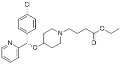structure of CAS# 190730-39-3, Bepotastine Ethyl Ester;ethyl (S)-4-[4-[(4-chlorophenyl)(2-pyridyl)methoxy]-piperidino]butanoate