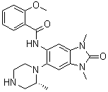 N-[2,3-Dihydro-1,3-dimethyl-6-[(2R)-2-methyl-1-piperazinyl]-2-oxo-1H-benzimidazol-5-yl]-2-methoxybenzamide molecular structure (CAS 1910124-24-1)
