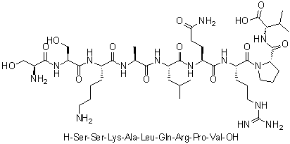 L-丝氨酰-L-丝氨酰-L-赖氨酰-L-丙氨酰-L-亮氨酰-L-谷氨酰胺酰-L-精氨酰-L-脯氨酰-L-缬氨酸分子结构 (CAS 191105-77-8)