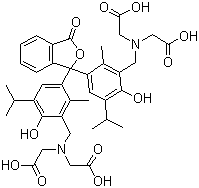 structure of CAS# 1913-93-5, Thymolphthalein Complexone;TPC; N,N'-[(3-Oxo-1(3H)-isobenzofuranylidene)bis[[6-hydroxy-2-methyl-5-(1-methylethyl)-3,1-phenylene]methylene]]bis[N-(carboxymethyl)glycine