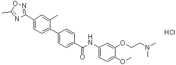 N-[3-[2-(Dimethylamino)ethoxy]-4-methoxyphenyl]-2'-methyl-4'-(5-methyl-1,2,4-oxadiazol-3-yl)-[1,1'-biphenyl]-4-carboxamide monohydrochloride molecular structure (CAS 193611-67-5)