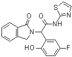 structure of CAS# 1942114-09-1, alpha-(5-Fluoro-2-hydroxyphenyl)-1,3-dihydro-1-oxo-N-2-thiazolyl-2H-isoindole-2-acetamide;EAI 045