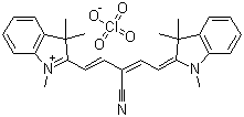 2-[(1E,3Z)-3-Cyano-5-(1,3,3-trimethyl-1,3-dihydro-2H-indol-2-ylidene)-1,3-pentadienyl]-1,3,3-trimethyl-3H-indolium perchlorate molecular structure (CAS 194541-58-7)