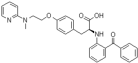 structure of CAS# 196808-24-9, N-(2-Benzoylphenyl)-O-[2-(methyl-2-pyridinylamino)ethyl]-L-tyrosine;GW 1929