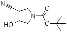 structure of CAS# 197143-33-2, tert-Butyl 3-cyano-4-hydroxy-1-pyrrolidinecarboxylate;3-Cyano-4-hydroxypyrrolidine-1-carboxylic acid tert-butyl ester