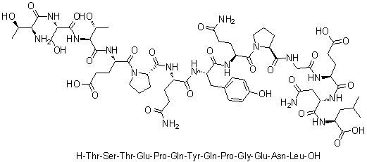 L-Threonyl-L-seryl-L-threonyl-L-alpha-glutamyl-L-prolyl-L-glutaminyl-L-tyrosyl-L-glutaminyl-L-prolylglycyl-L-alpha-glutamyl-L-asparaginyl-L-leucine molecular structure (CAS 198754-34-6)