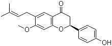 structure of CAS# 19879-30-2, Bavachinin A;(2S)-2,3-Dihydro-2-(4-hydroxyphenyl)-7-methoxy-6-(3-methyl-2-buten-1-yl)-4H-1-benzopyran-4-one; (S)-2,3-Dihydro-2-(4-hydroxyphenyl)-7-methoxy-6-(3-methyl-2-butenyl)-4H-1-benzopyran-4-one; 4'-Hydroxy-7-methoxy-6-(3-methyl-2-butenyl)-flavanone; 7-O-Methylbavachin; Bavachinin