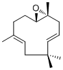 structure of CAS# 19888-34-7, Humulene epoxide II;(-)-Humulene epoxide II; Humulene 1,2-epoxide; Humulene 6,7-epoxide
