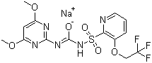 结构式 CAS# 199119-58-9, 三氟啶磺隆钠; N'-(4,6-二甲氧基嘧啶-2-基)-N-[3-(2,2,2-三氟乙氧基)-2-吡啶磺酰]亚氨基氨基甲酸钠