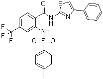 2-[[(4-Methylphenyl)sulfonyl]amino]-N-(4-phenyl-2-thiazolyl)-4-(trifluoromethyl)benzamide molecular structure (CAS 1991986-30-1)