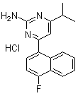 structure of CAS# 199864-86-3, 4-(4-Fluoro-1-naphthalenyl)-6-(1-methylethyl)-2-pyrimidinamine  hydrochloride;4-(4-Fluoro-1-naphthalenyl)-6-(1-methylethyl)-2-pyrimidinamine monohydrochloride