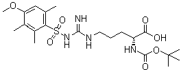 结构式 CAS# 200122-49-2, N2-[叔丁氧羰基]-N5-[亚氨基[[(4-甲氧基-2,3,6-三甲基苯基)磺酰基]氨基]甲基]-D-鸟氨酸