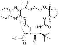 (3aR,7S,10S,12R,21E,24aR)-7-(1,1-dimethylethyl)-20,20-difluoro-2,3,3a,5,6,7,8,11,12,20,23,24a-dodecahydro-5,8-dioxo-10H-9,12-Methano-1H-cyclopenta[18,19][1,10,17,3,6]trioxadiazacyclononadecino[11,12-b]quinoxaline-10-carboxylic acid molecular structure (CAS 2001608-72-4)