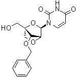 1-[2,5-Anhydro-4-C-(hydroxymethyl)-3-O-(phenylmethyl)-alpha-L-lyxofuranosyl]-2,4(1H,3H)-pyrimidinedione molecular structure (CAS 200435-91-2)
