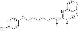 structure of CAS# 200484-11-3, N-[6-(4-Chlorophenoxy)hexyl]-N'-cyano-N''-4-pyridinylguanidine;CHS 828; GMX 1778