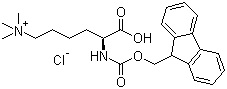 structure of CAS# 201004-29-7, Fmoc-N',N',N'-trimethyl-L-lysine chloride;N-[(9H-Fluoren-9-ylmethoxy)carbonyl]-N',N',N'-trimethyl-L-lysine chloride; Fmoc-Lys(Me)3-OH chloride