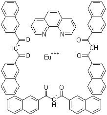 Tris(dinaphthoylmethane) mono(phenathroline)europium (III) molecular structure (CAS 202460-56-8)