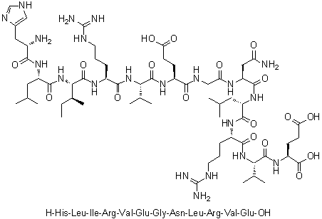 L-Histidyl-L-leucyl-L-isoleucyl-L-arginyl-L-valyl-L-alpha-glutamylglycyl-L-asparaginyl-L-leucyl-L-arginyl-L-valyl-L-glutamic acid molecular structure (CAS 202525-97-1)