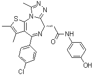 (S)-4-(4-Chlorophenyl)-N-(4-hydroxyphenyl)-2,3,9-trimethyl-6H-thieno[3,2-f][1,2,4]triazolo[4,3-a][1,4]diazepine-6-acetamide molecular structure (CAS 202590-98-5)