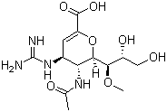structure of CAS# 203120-17-6, Laninamivir;(4S,5R,6R)-5-Acetamido-4-guanidino-6-((1R,2R)-2,3-dihydroxy-1-methoxypropyl)-5,6-dihydro-4H-pyran-2-carboxylic acid