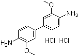 structure of CAS# 20325-40-0, 3,3'-Dimethoxybenzidine dihydrochloride;o-Dianisidine dihydrochloride; 3,3'-Dimethoxy-[1,1'-biphenyl]-4,4'-diamine dihydrochloride