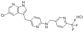 structure of CAS# 2040295-03-0, Pexidartinib Hydrochloride;5-[(5-chloro-1H-pyrrolo[2,3-b]pyridin-3-yl)methyl]-N-[[6-(trifluoromethyl)pyridin-3-yl]methyl]pyridin-2-amine;hydrochloride