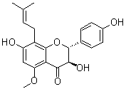 结构式 CAS# 204935-85-3, (2R)-3beta,7,4'-三羟基-5-甲氧基-8-(gamma,gamma-二甲基烯丙基)黄烷酮