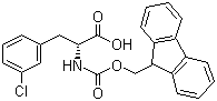 structure of CAS# 205526-23-4, Fmoc-3-chloro-D-phenylalanine;N-Fluorenemethoxycarbonyl-D-3-chlorophenylalanine; Fmoc-D-3-chlorophenylalanine; Fmoc-D-Phe(3-Cl)-OH