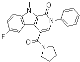 6-Fluoro-2,9-dihydro-9-methyl-2-phenyl-4-(1-pyrrolidinylcarbonyl)-1H-pyrido[3,4-b]indol-1-one molecular structure (CAS 205881-86-3)
