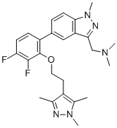 structure of CAS# 2059148-82-0, IMP-1088;1-[5-[3,4-difluoro-2-[2-(1,3,5-trimethylpyrazol-4-yl)ethoxy]phenyl]-1-methylindazol-3-yl]-N,N-dimethylmethanamine