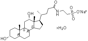 2-[[(3alpha,5beta,12alpha)-3,12-Dihydroxy-24-oxocholan-24-yl]amino]-ethanesulfonic acid monosodium salt hydrate molecular structure (CAS 207737-97-1)