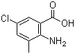 结构式 CAS# 20776-67-4, 2-氨基-5-氯-3-甲基苯甲酸