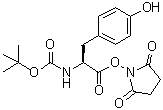 structure of CAS# 20866-56-2, tert-Butyloxycarbonyl-L-tyrosine N-hydroxysuccinimide ester;BOC-L-tyrosine succinimidyl ester; N-Hydroxysuccinimido tert-butyloxycarbonyltyrosinate; NSC 334308