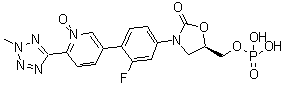 (5R)-3-[3-Fluoro-4-[6-(2-methyl-2H-tetrazol-5-yl)-1-oxido-3-pyridinyl]phenyl]-5-[(phosphonooxy)methyl]-2-oxazolidinone molecular structure (CAS 2095200-68-1)